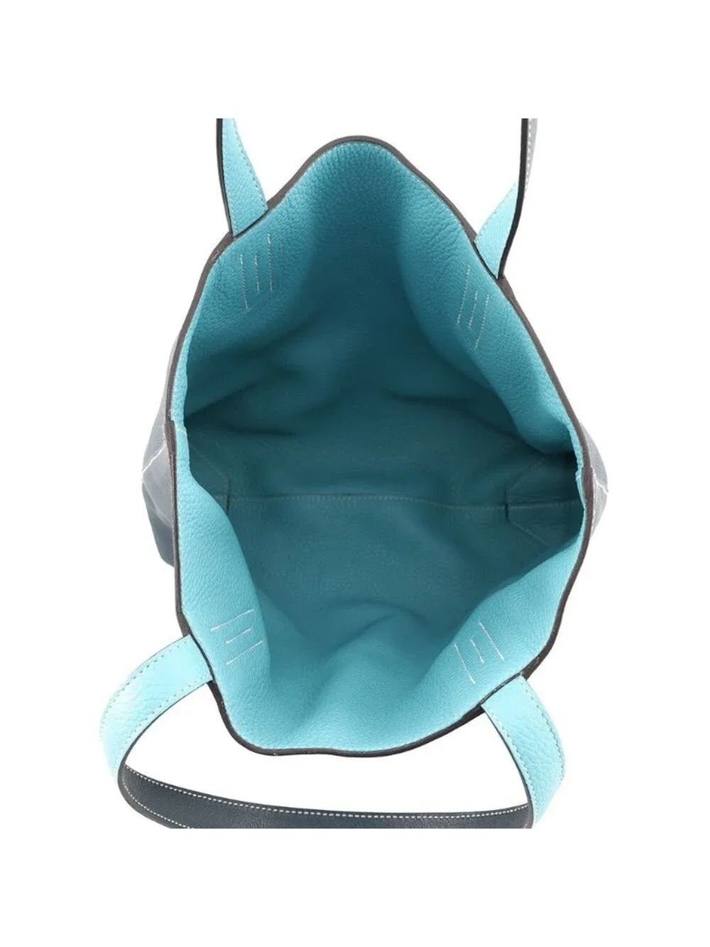 Hermes Tote Double Sens 28 Blue Atole Cole Vert Taurillon Clemence Swift